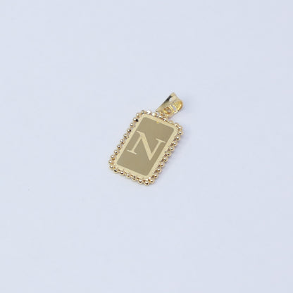 RECTANGLE LETTER N 18KT GOLD PENDANT