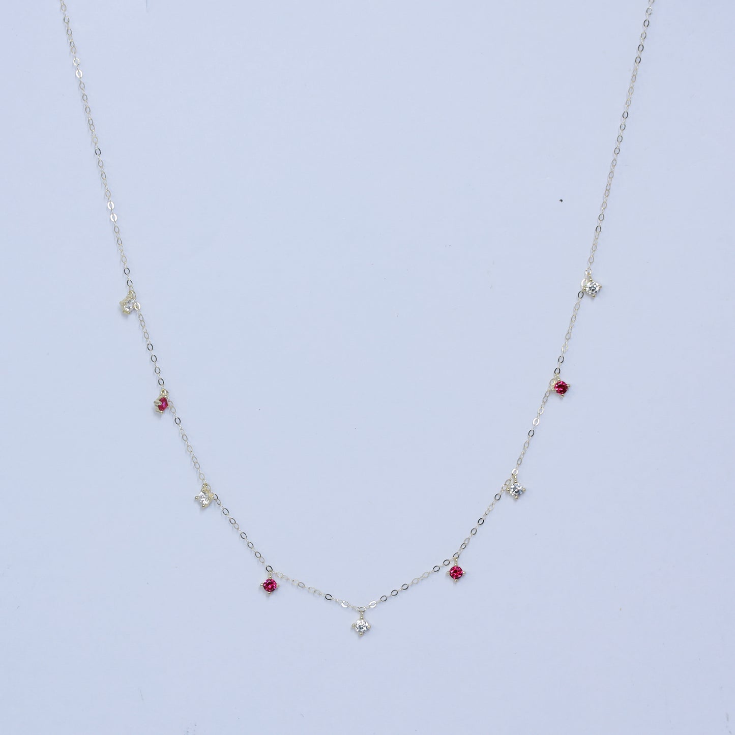 red droplets charm necklace 18kt gold