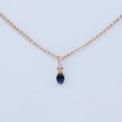 18KT GOLD BLUE DROP CZ PENDANT