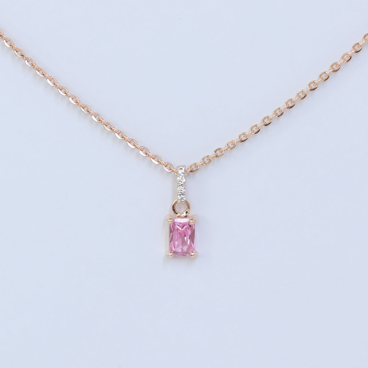 18kt gold pink radiant cz pendant