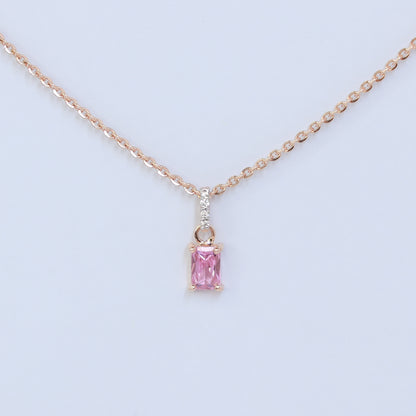 18KT GOLD PINK RADIANT CZ PENDANT