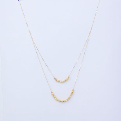 18KT GOLD TWO LAYER BEAD BALL NECKLACE