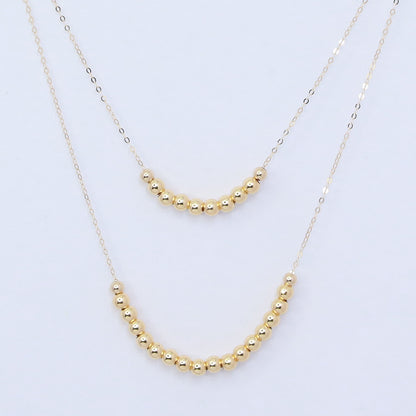 18KT GOLD TWO LAYER BEAD BALL NECKLACE