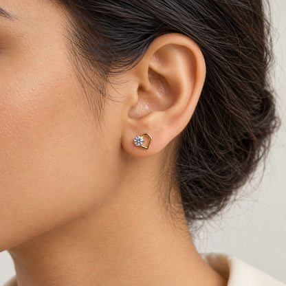 Angular Gold Pentagon Gem Stud Earrings